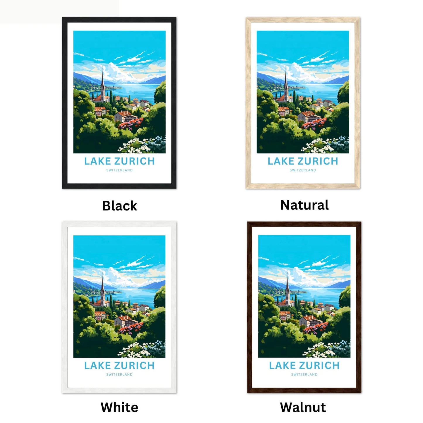 Lake Zurich Travel Poster