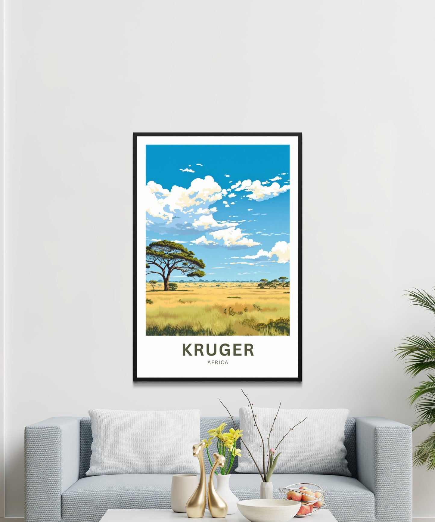 Kruger Travel Print - Kruger poster, Africa Wall Art, Framed present, Gift Africa Present - TravelTreasureCo