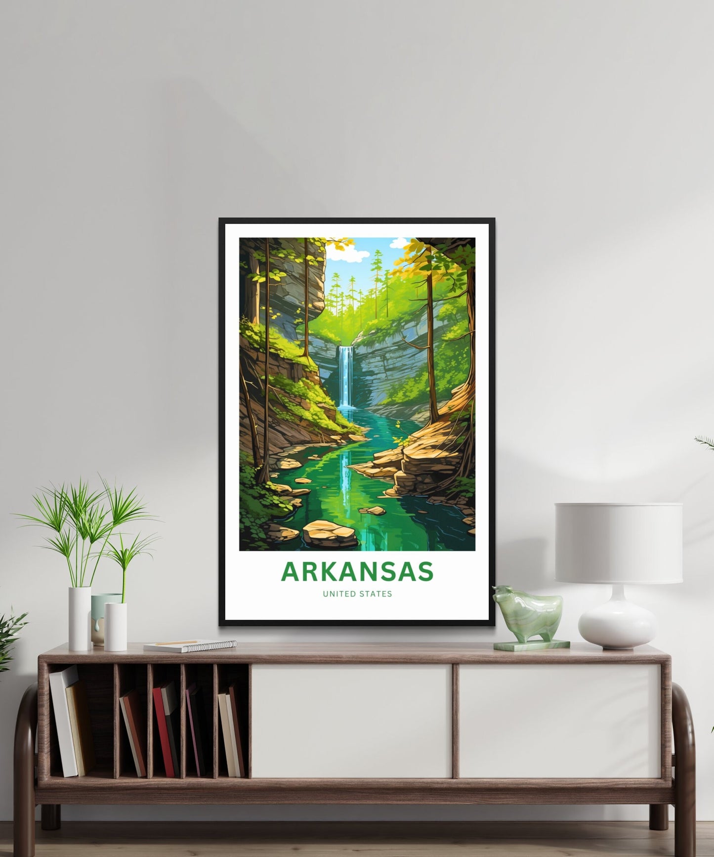 Arkansas Print - Arkansas Waterfalls poster, United States Wall Art, Framed present, Gift Arkansas Present, Customized Your Text - TravelTreasureCo