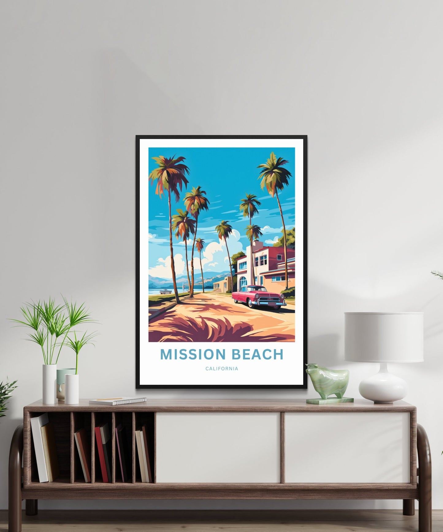 Mission Beach Travel Print - Mission Beach poster, California Wall Art, Decor, Framed present, Gift California Present - TravelTreasureCo