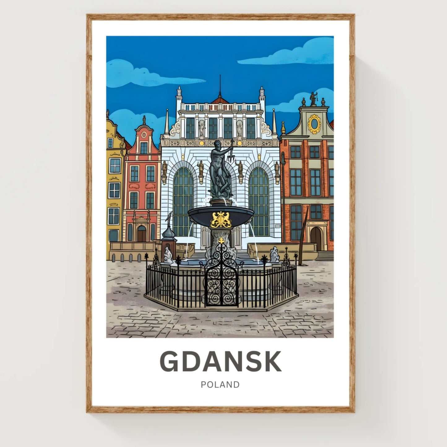 Gdańsk Travel Poster - Iconic Statue