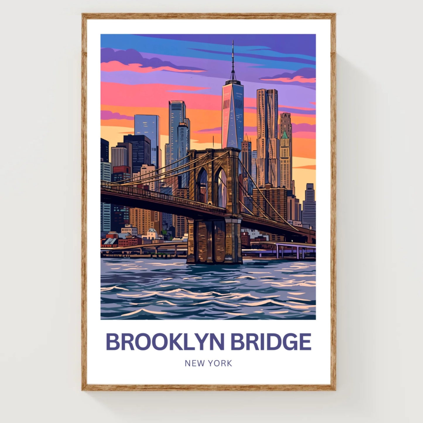 Brooklyn Bridge Travel Poster - Stunning Evening View