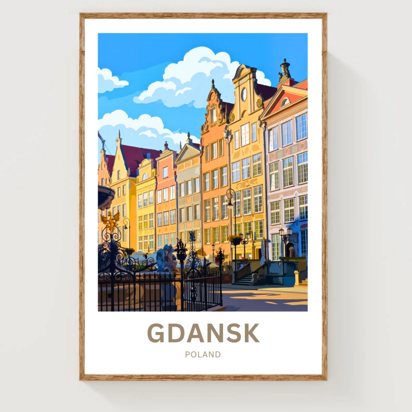 Gdańsk Travel Poster - Mesmerizing Buildings Colors