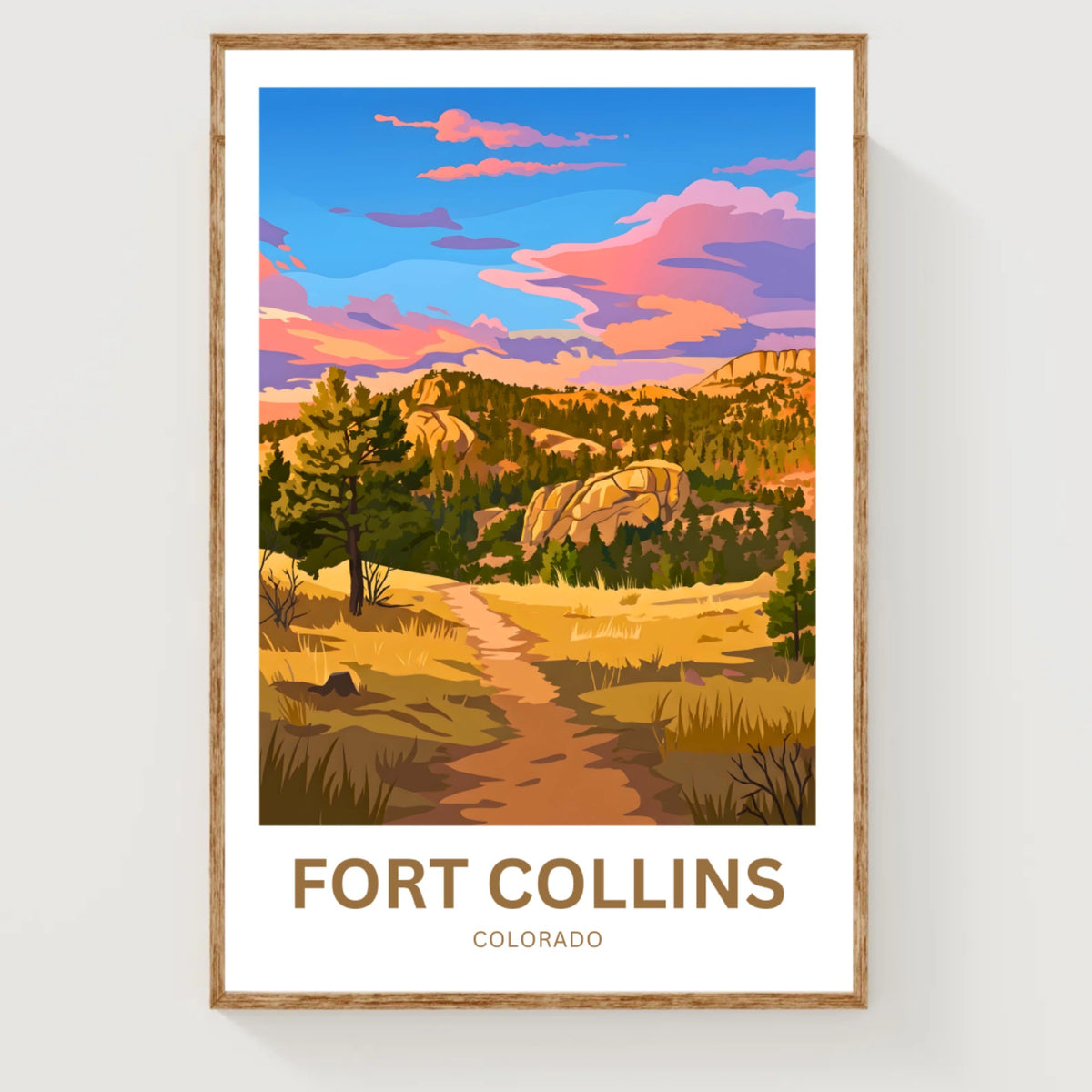 Fort Collins Travel Poster - Colorado Adventure
