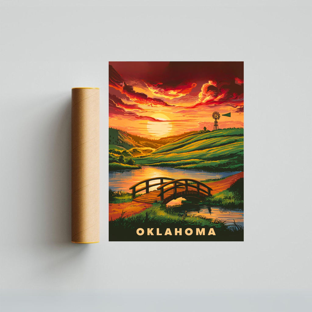 Oklahoma Vintage Travel Poster - Warm Summer