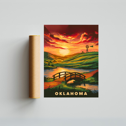 Oklahoma Vintage Travel Poster - Warm Summer