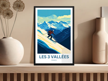 Les 3 Vallées Travel Poster - Ski in France