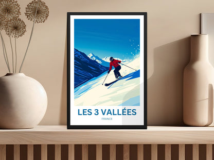 Les 3 Vallées Travel Poster - Three Valleys, One Epic Adventure