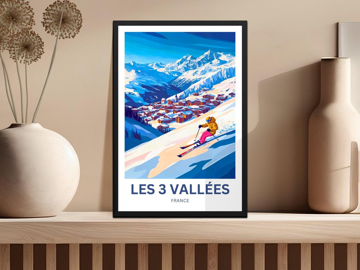 Les 3 Vallées Travel Poster- Ski Above the Clouds