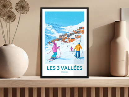 Les 3 Vallées Travel Poster  - Winter's Adventure