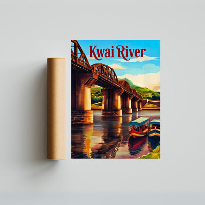 Kwai River Vintage Travel Poster -Kanchanaburi