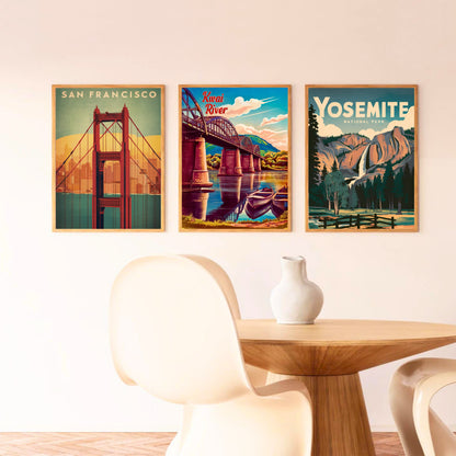 Kwai River Vintage Travel Poster -Iconic Bridge in Kanchanaburi