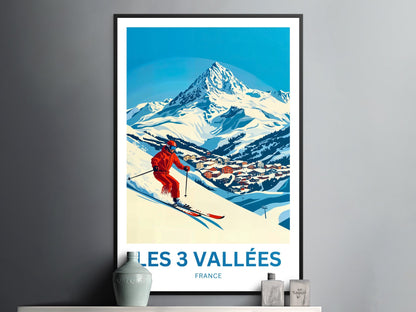 Les 3 Vallées Travel Poster- Glide Through the Heart of the Alps