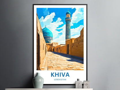 Khiva Travel Poster -  A City of Blue and Brick
