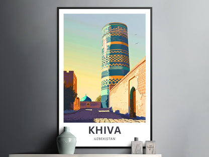 Khiva Travel Poster -  The Walled City of Wonders