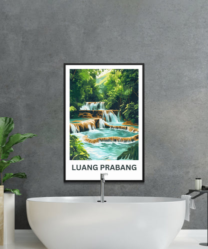 Luang Prabang Travel Poster - Captivating Waterfalls in Laos