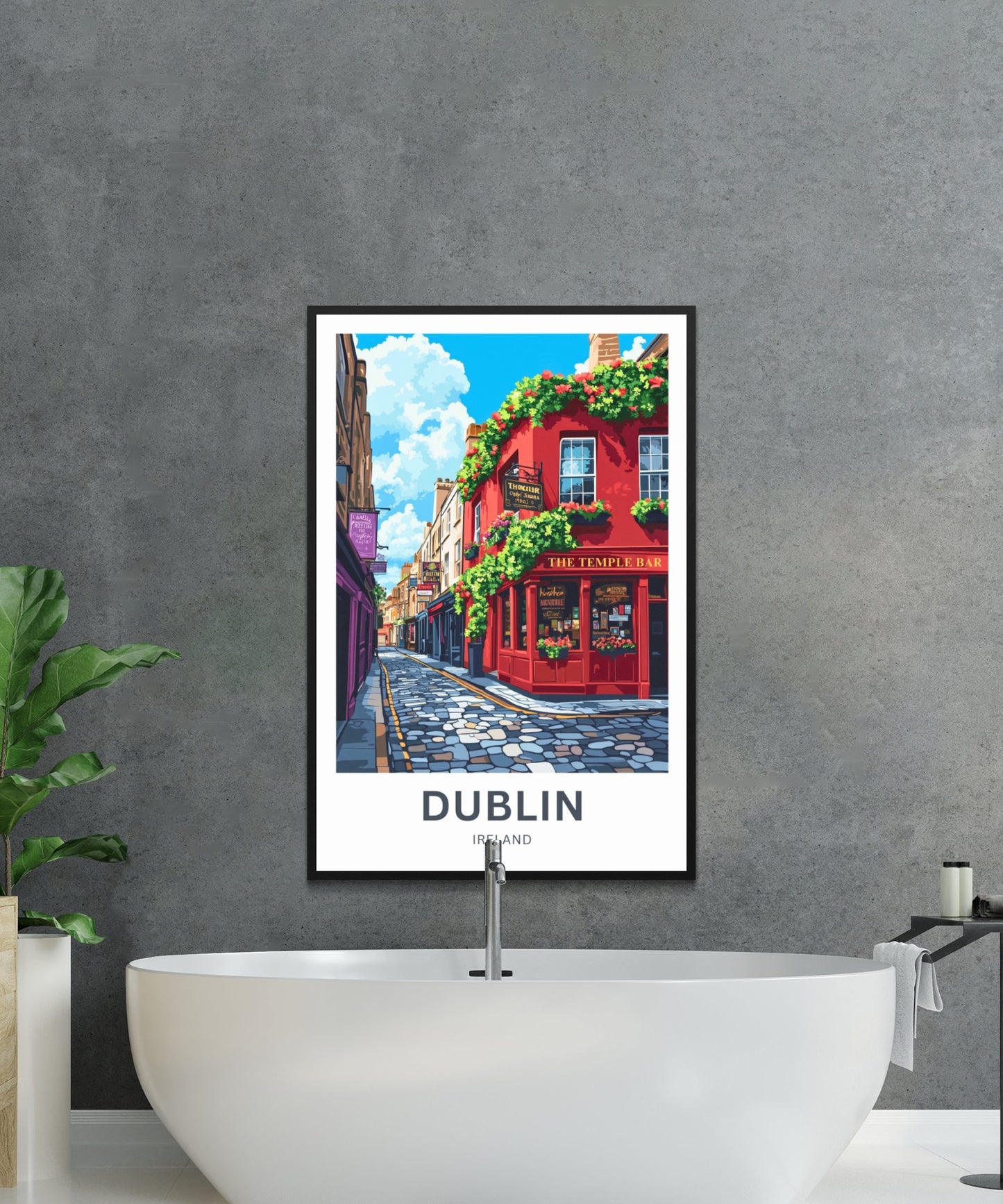 Dublin Travel Poster- Cobbled Charms of Temple Bar