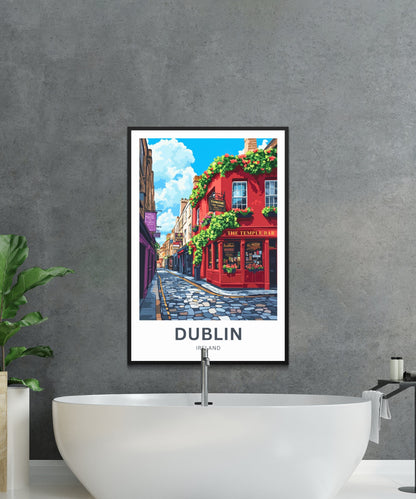 Dublin Travel Poster- Cobbled Charms of Temple Bar