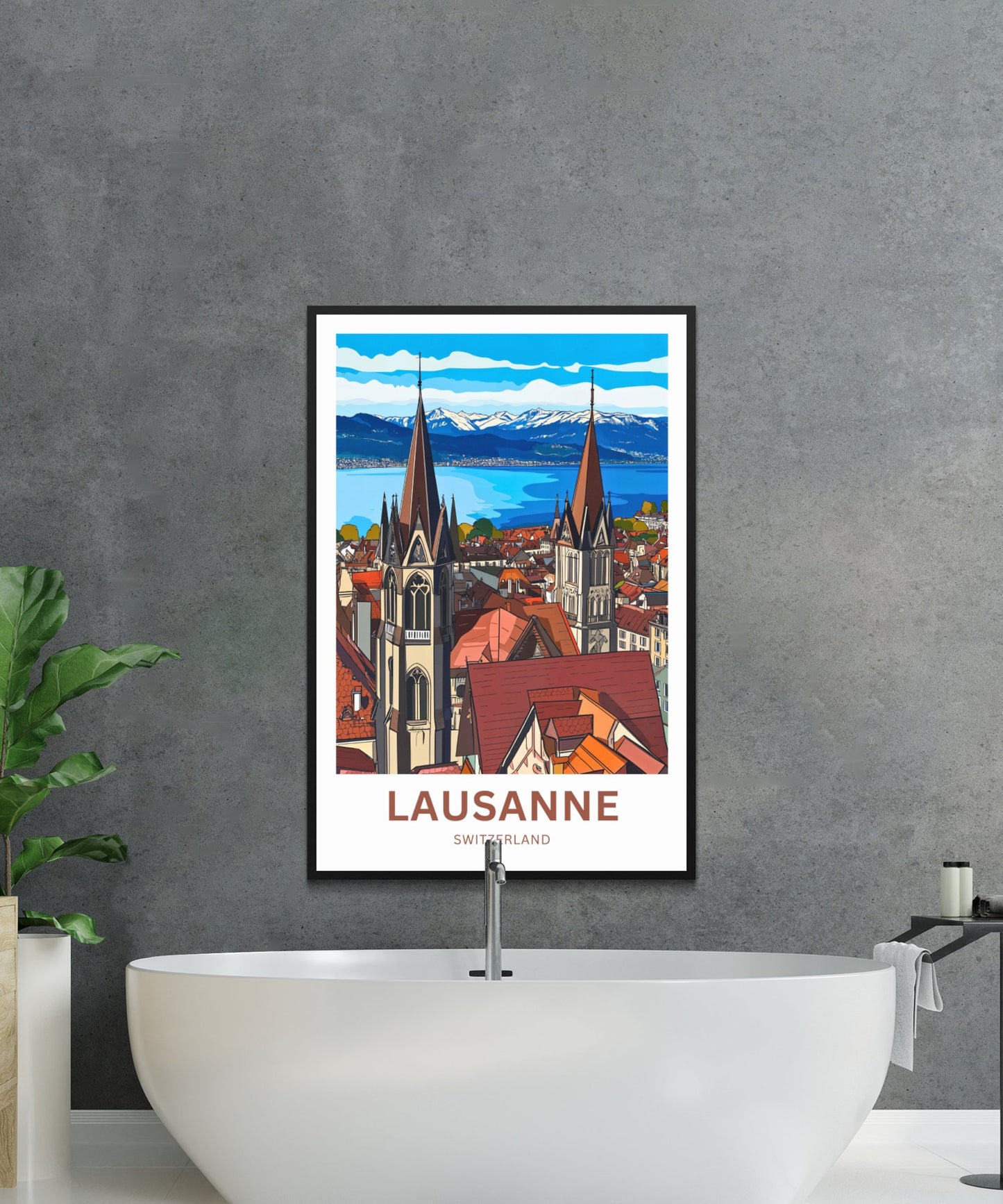 Lausanne Travel Poster- Heart of the Riviera Vaudoise