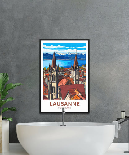 Lausanne Travel Poster- Heart of the Riviera Vaudoise