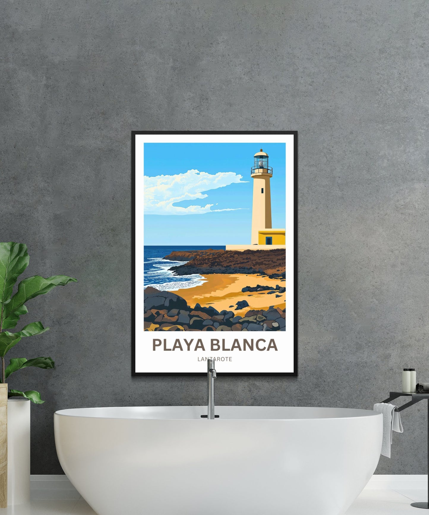 Playa Blanca Travel Poster- Captivating Serene Coast and lighthouse