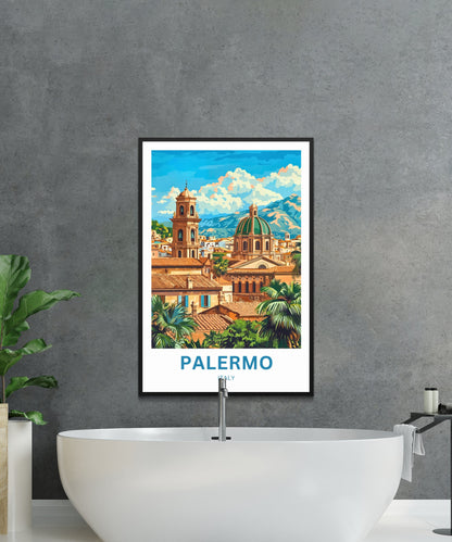 Palermo Travel Poster- Mediterranean Mosaic