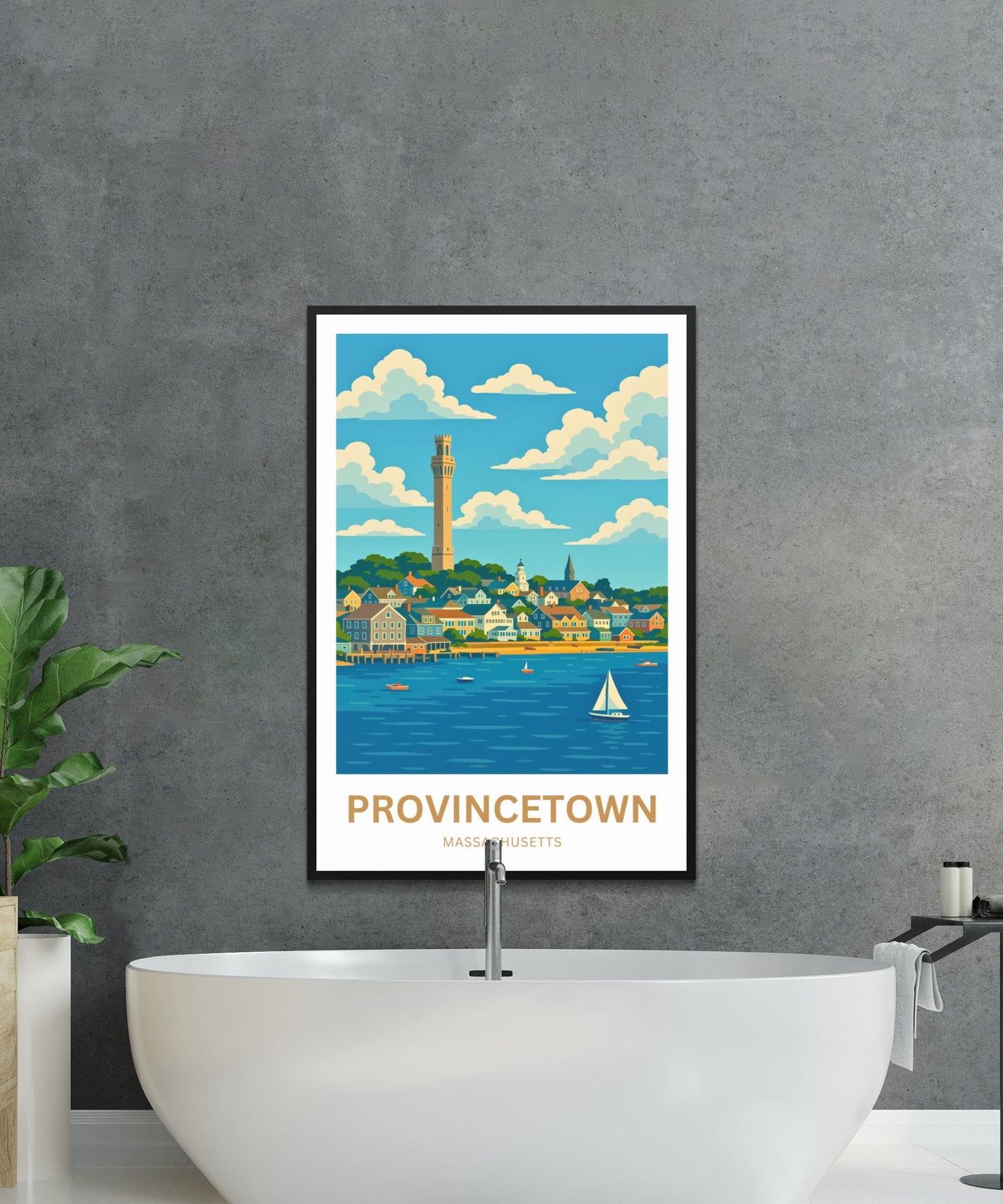 Provincetown Travel Poster- Pilgrim Monument Views