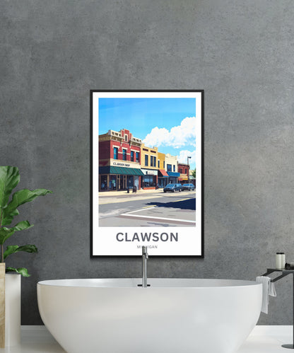 Clawson Travel Poster - Downtown Days – Clawson, MI