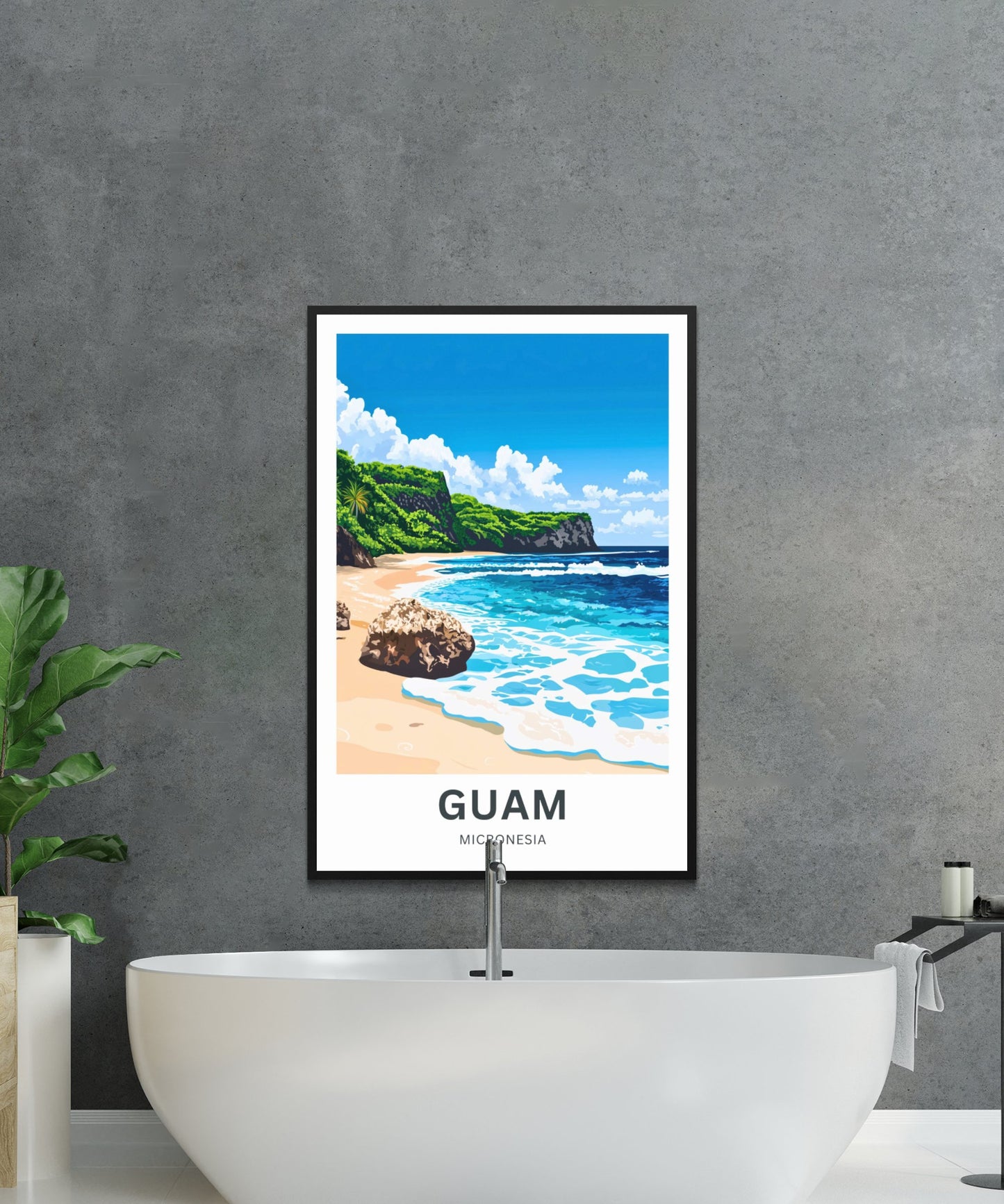 Guam Travel Poster - Breathtaking Serene Water and Shoreline