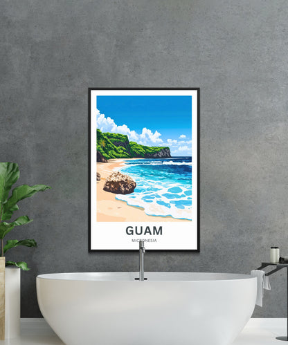 Guam Travel Poster - Breathtaking Serene Water and Shoreline