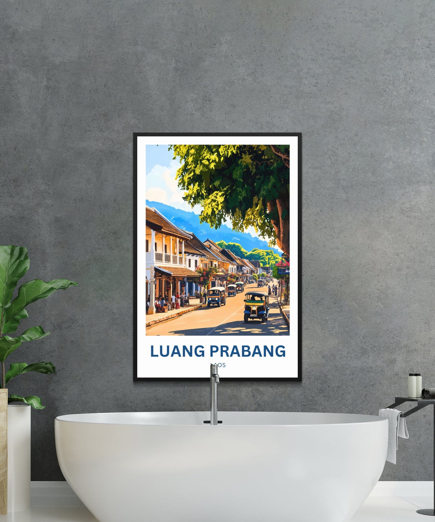 Luang Prabang Travel Poster - Busy Street of Laos
