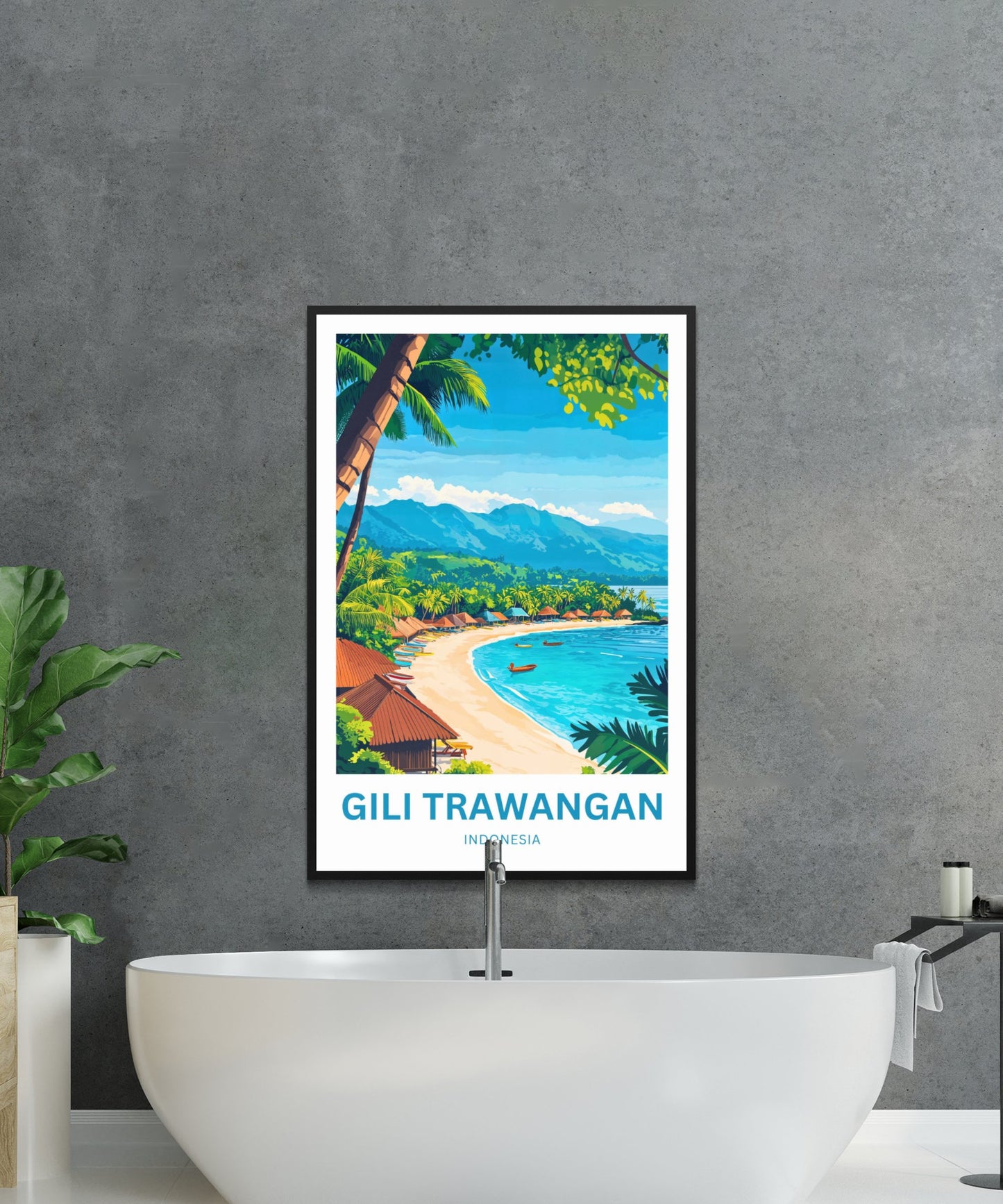 Gili Trawangan Travel Poster- Indonesia Tropical Island Life