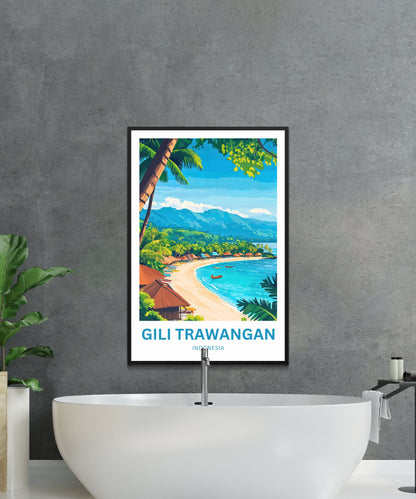 Gili Trawangan Travel Poster- Indonesia Tropical Island Life
