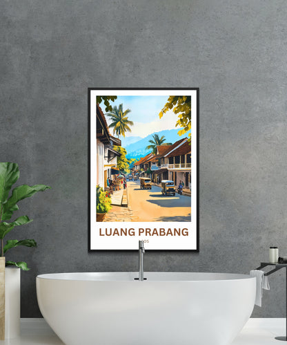 Luang Prabang Travel Poster - Captivating Street of Laos