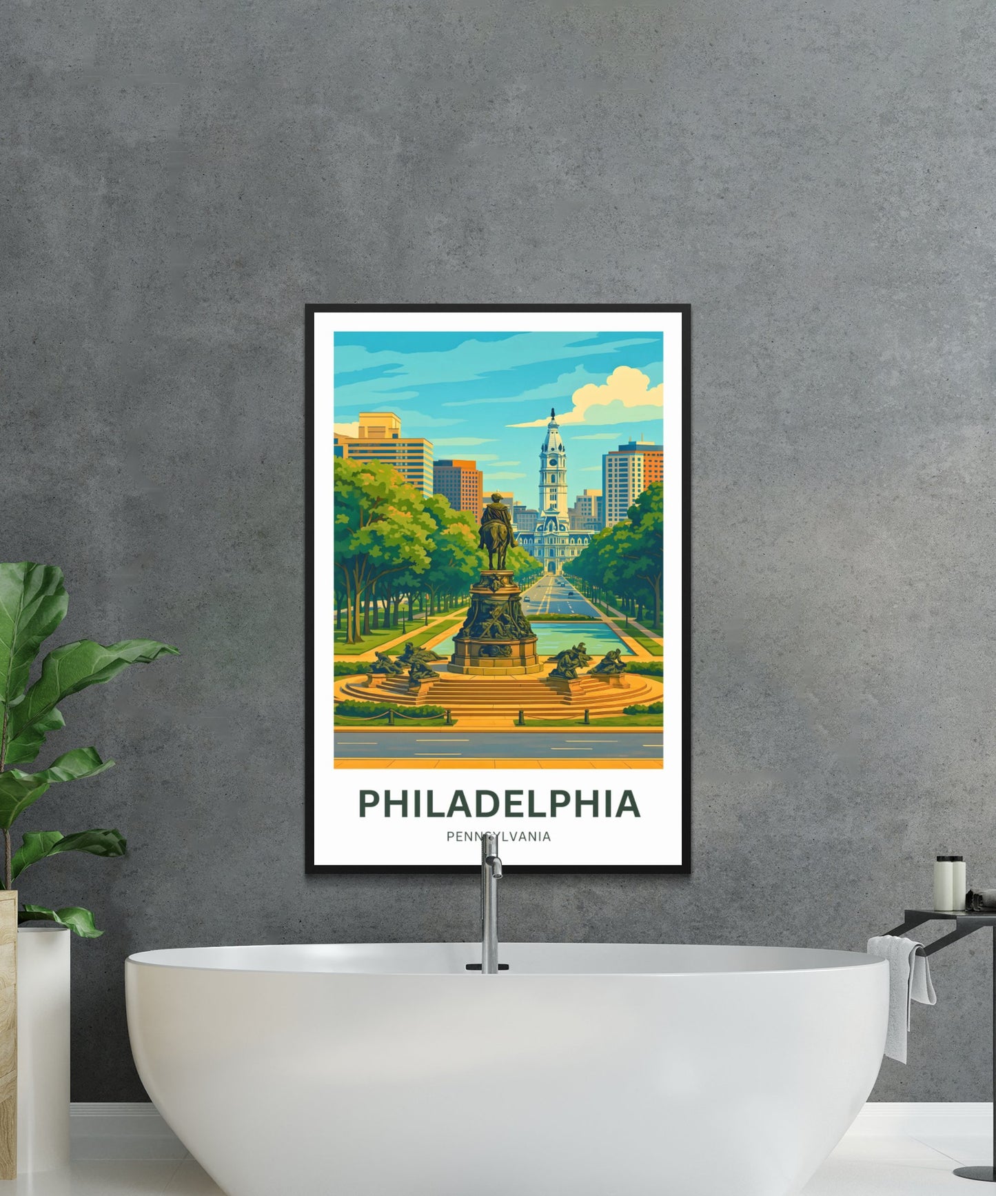 Philadelphia Travel Poster - Rocky Step view of Pennsylvania