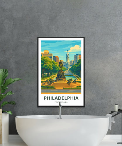 Philadelphia Travel Poster - Rocky Step view of Pennsylvania