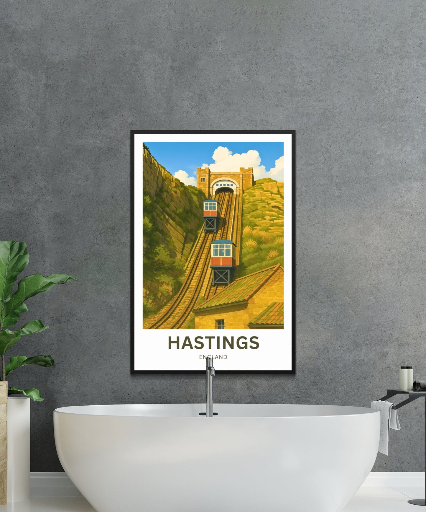 Hastings Travel Poster- Iconic Railway England