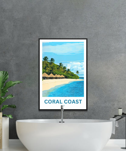 Coral Coast, Fiji Travel Poster - Breathtaking Tropical Island