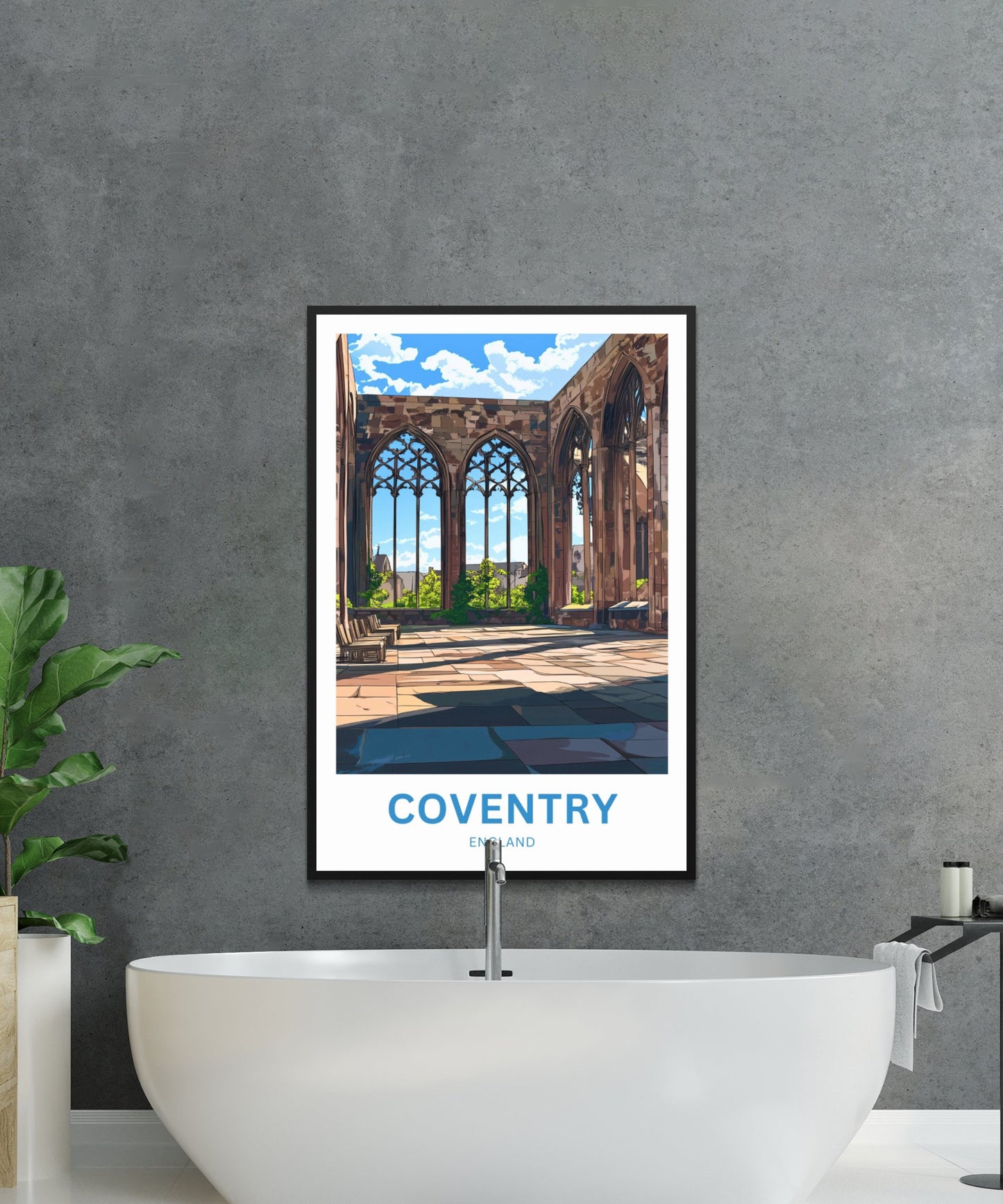 Coventry Travel Poster- Cathedral Inside View