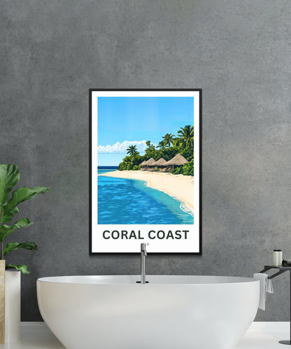 Coral Coast, Fiji Travel Poster - Fiji’s Southern Shore