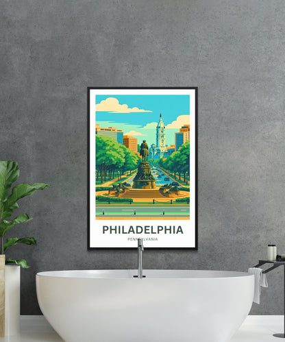 Philadelphia Rocky steps View Travel Poster - City in Pennsylvania