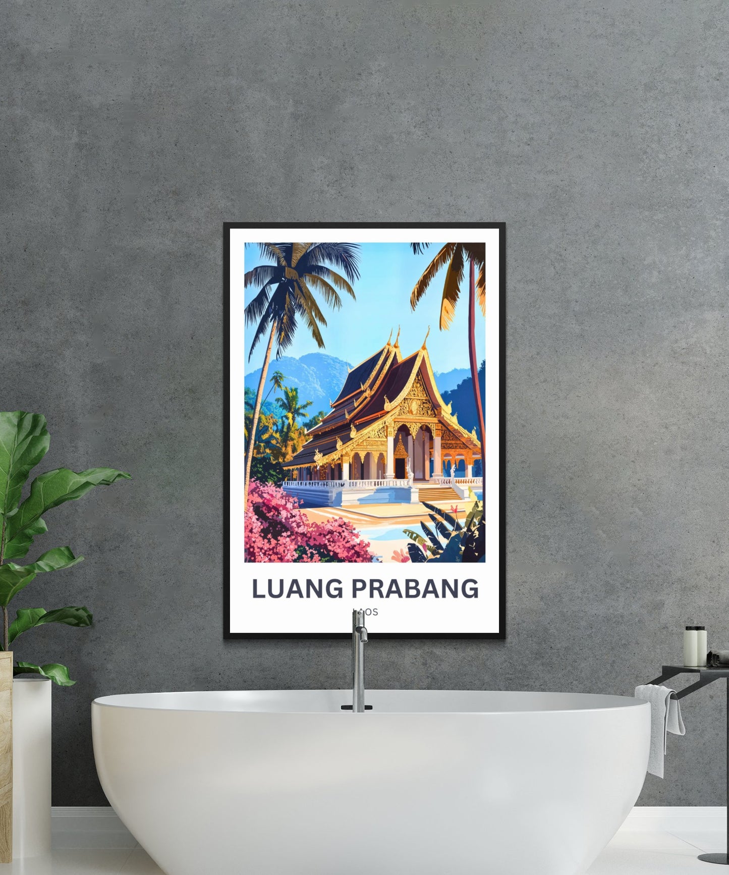 Luang Prabang Travel Poster - Mesmerizing Laos Temple