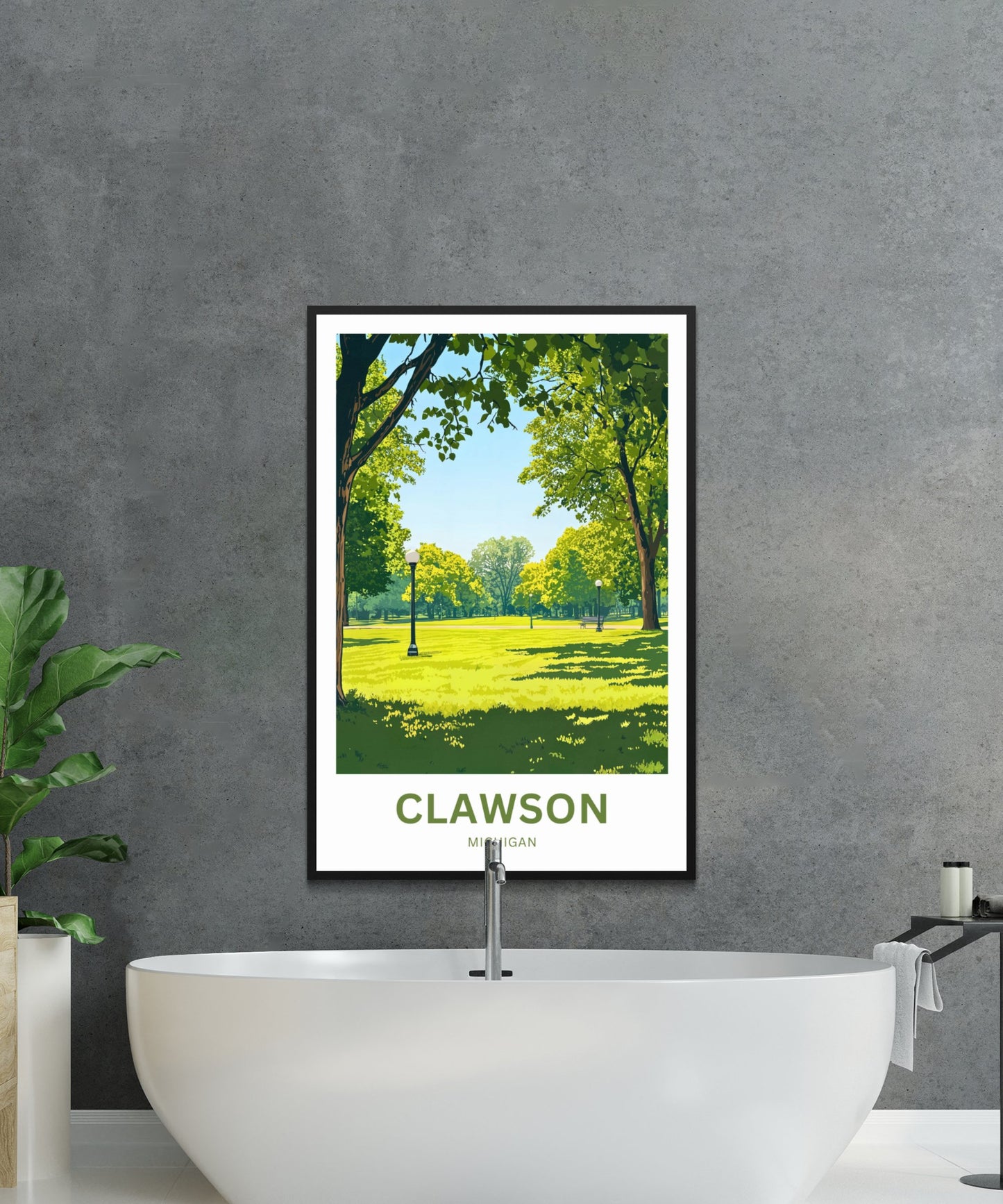 Clawson Travel Poster - Family Fun at the Playground in Michigan