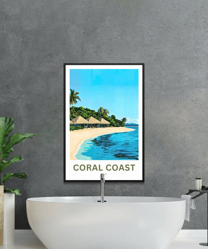 Coral Coast, Fiji Travel Poster - Island Calm – Coral Coast Views