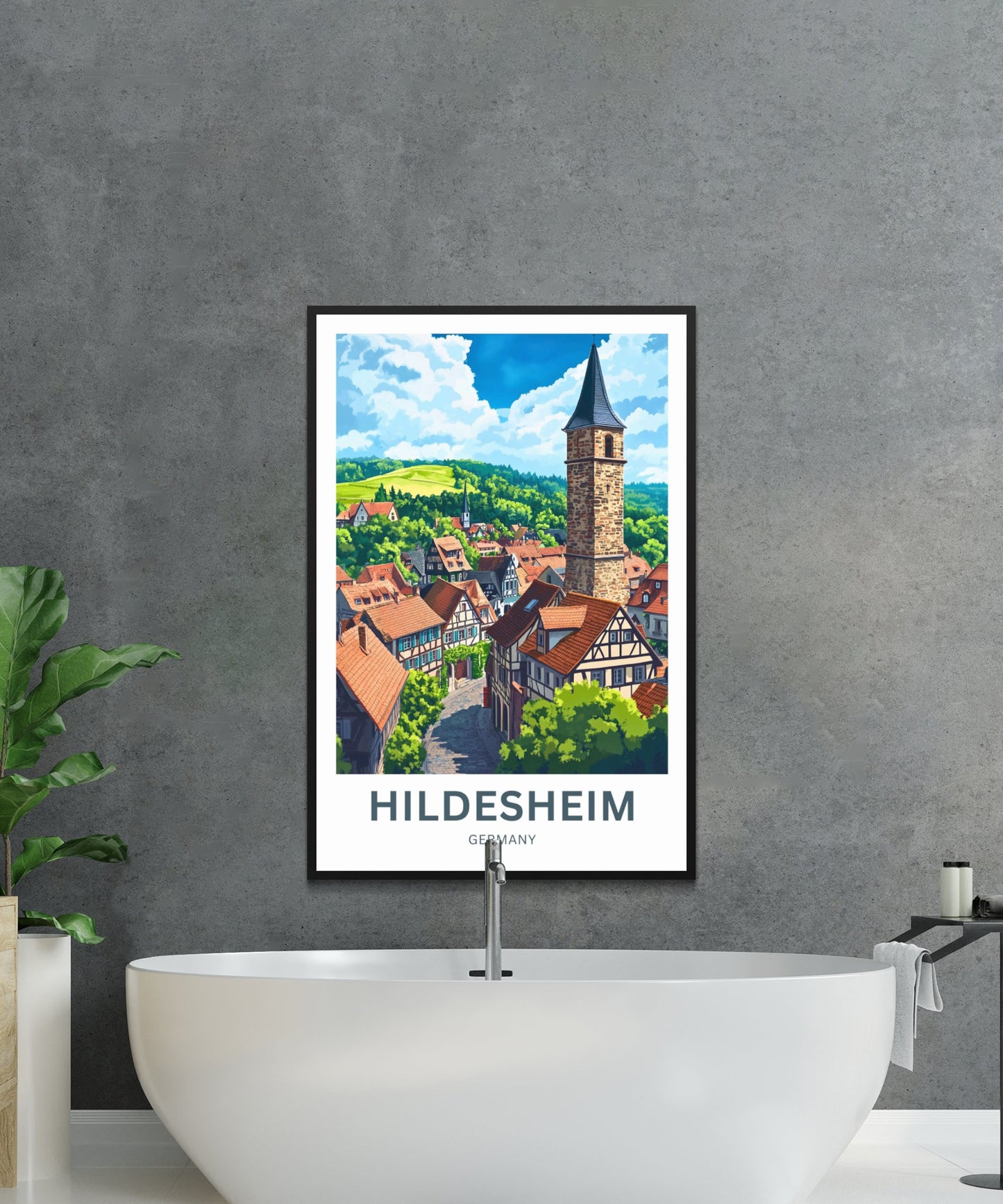 Hildesheim Travel Poster- Germany Village Street