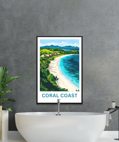 Coral Coast, Fiji Travel Poster - Where the Ocean Smiles
