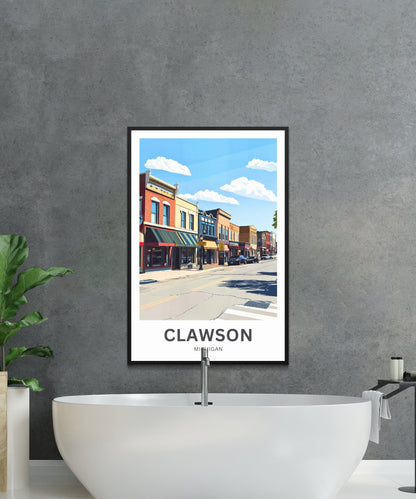 Clawson Travel Poster - Small Town, Big Heart – Michigan