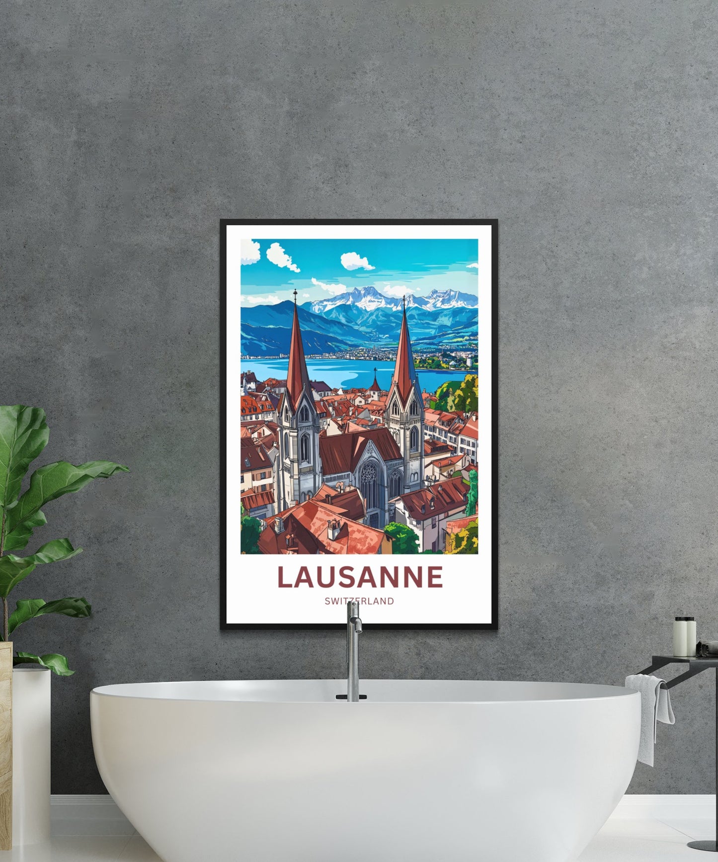 Lausanne Travel Poster- Swiss Elegance in Every View