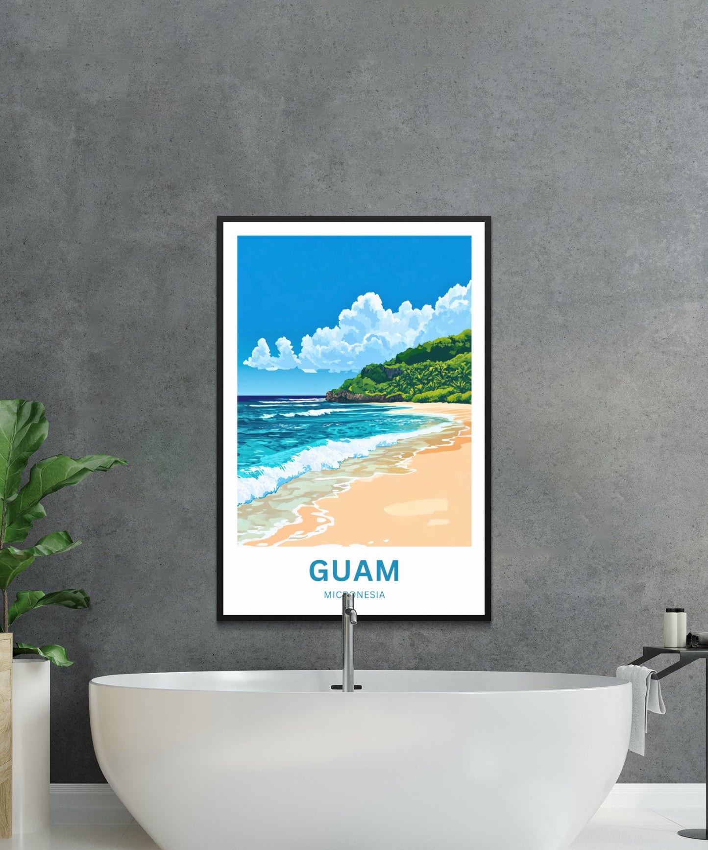 Guam Travel Poster - Breathtaking Serene View of Guam Beach