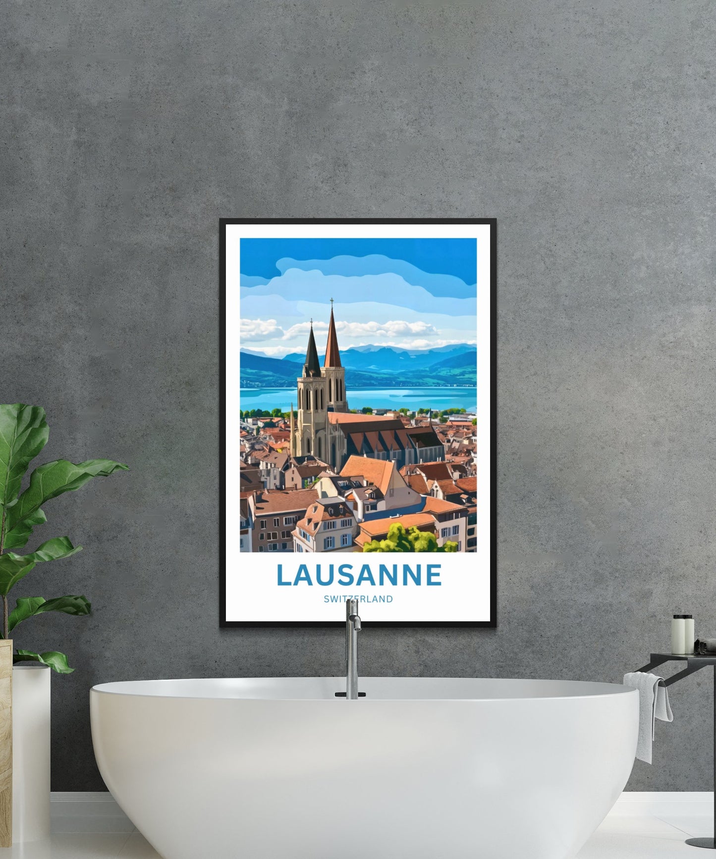 Lausanne Travel Poster- Jewel of Lake Geneva